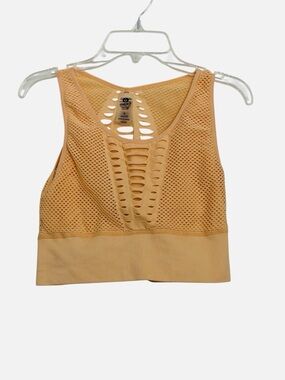 MONO B Laser Cut Apricot Sports Bra - L